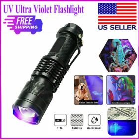 UV Ultra Violet Flashlight Handheld Blacklight Small Flashlight 395nm Mini Light Inspection Lamp Pen Torch Detector For Dog Pet Urine Stains, Bed (Option: black)