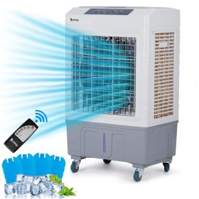 3 In 1 Portable Evaporative Cooler,Indoor,Outdoor,2647CFM Personal Air Cooler With Remote Control ,10.57 Gal Large Water Tank & Scroll Casters, 4 (Option: Defaulttitle)