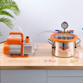 1.5 Gallon Vacuum Chamber 3.5CFM Single Stage Degassing Chamber Kit (Option: Orange)