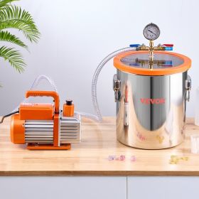 5 Gallon Vacuum Chamber 3.5CFM Single Stage Pump Degassing Chamber Kit (Option: Orange)