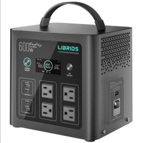 Portable Power Station C600, 640Wh LiFePO4 Battery, 600W -Peak 1200W Solar Generator, 1.5H Fast Charge, 10ms UPS, 8 Ports-4 AC For Camping, Home (Option: 600W)